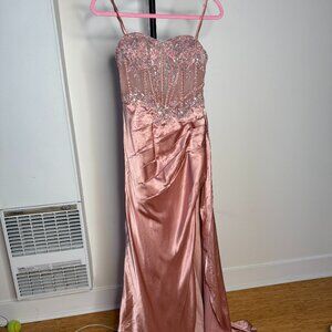 NWT Formal Satin & Sequins Bustier Bridesmaid Cocktail Gown dress, SIZE 0